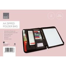 A4 Conference Folder Zipped Folio Case Leather Business Portfolio Organiser