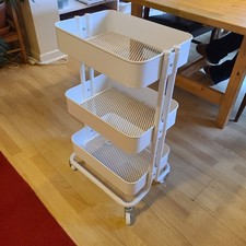 IKEA RÅSKOG white metal trolley w/ wheels. Excellent condition. 28x38x61cm