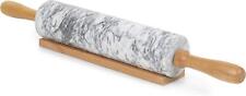 Marble Rolling Pin For Baking With Wooden Handles Natural White Stone Roller