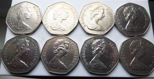 50p pence old - 8, x