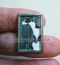 Greyhound dog art metal lapel