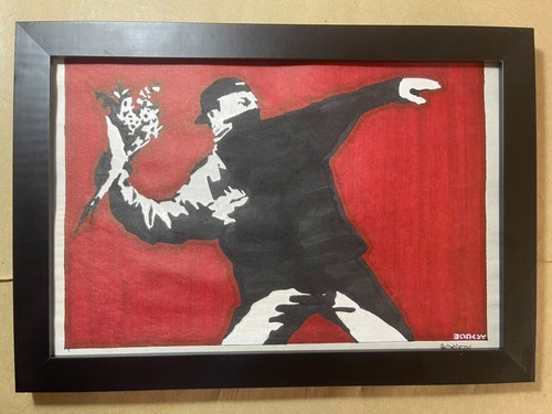 Banksy drawing framed - framed, on
