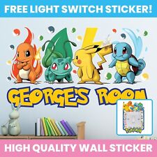 POKEMON WALL STICKER ANY NAME DECAL POKEMON DECOR KIDS BEDROOM DECORATION