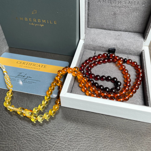 Rainbow amber misbaha - amber, islamic