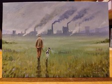 STEVE SANDERSON Original Painting 30x21cm QUIET FIELDS Northern Art VGC Acrylic 