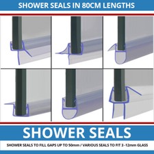 Shower Screen Seal Strip | For 3-12mm Glass | Up to 50mm Gap | Bath Door 800mm
