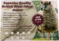 100% Wool Filled Duvet Double