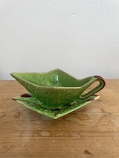 Vintage Milk jug & plate Shorter & Son Stoke Trent Ceramic Retro Creamer Green