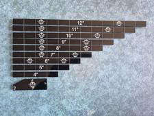 Black Acrylic Measuring Sticks 12" to 0.5" for Warhammer / AoS. Full Set