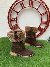 Ladies Ted Baker Suede Sheepskin Brown Boots Size UK 5
