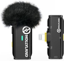 Hollyland Lark C1 Wireless Lavalier Microphone for iPhone, Plug &Play, Solo Kit