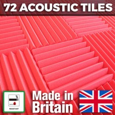 72 Red Acoustic Foam Tiles Studio Sound Treatment Panels For Podcasts Streamers