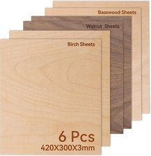Rowood Walnut Basswood Birch Plywood Sheets 6PCS 300x300x3mm Plywood Board