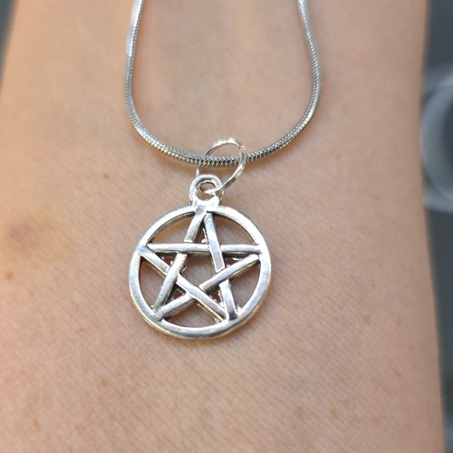 Silver tone pentagram pendant - silver,