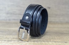 Childs Black Belt for School, Wedding, Suit, Trousers Leather Lined by Ossi