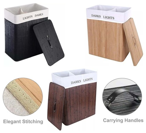 Large bamboo laundry hamper - large,