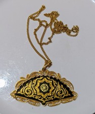 Fan Pendant Necklace Damascene style