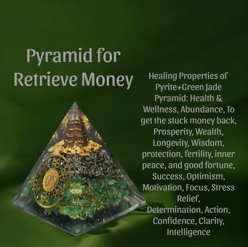 Pyrite green jade pyramid - &,