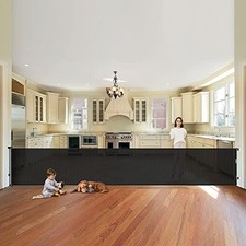 150 Inch Extra Wide Retractable Baby Gates Large Openings Long Doorways - BLACK