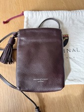 Aspinal of London Hudson Wine Oxblood Small Drawstring Crossbody Bag Phone Pouch