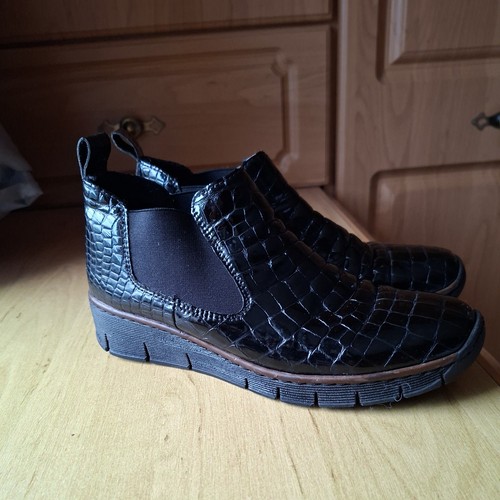 Rieker black croc patent pull - rieker,