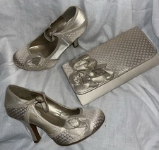Ruby Shoo MATCHINGSET Gold Champagne Mary Jane Shoes UK 5 EU 38 With Bag Wedding