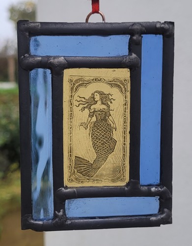 Stained glass mermaid leaded - stained,