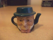 OLD VINTAGE MINIATURE MINI ARTONE HAND PAINTED NOVELTY TEA POT dickens character