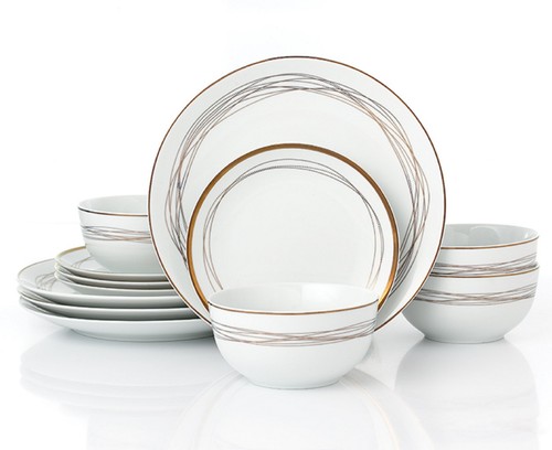 12pc gold swirl - dinner, set
