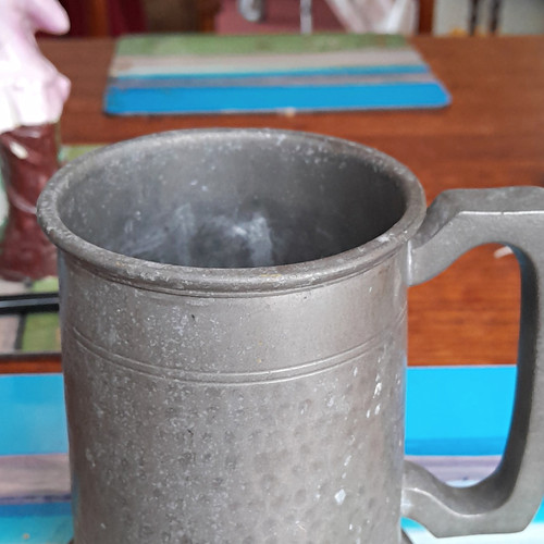 Pewter tankard mug with - pewter,