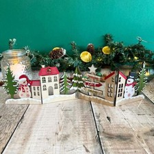 Wooden Christmas Snowman Scene