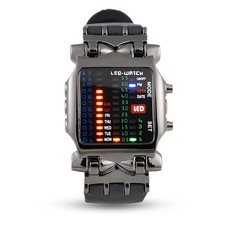 Binary LED Display Wristwatch Binary Square Electronic Calendar Waterproof Watch