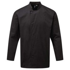 Premier Chef's Long Sleeve Jacket Black White Mandarin Collar Durable Buttons