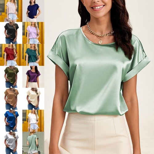Womens satin silk short sleeve - satin,