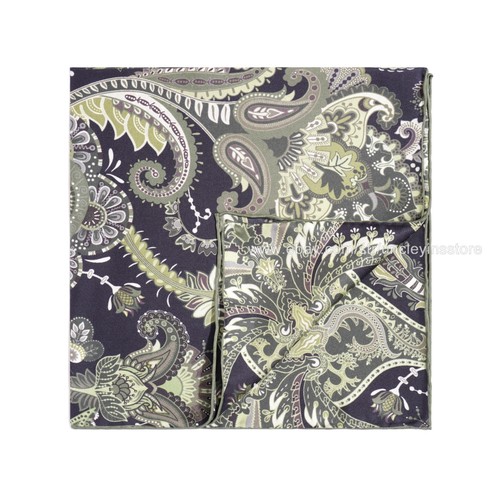 Men navy blue paisley silk - blue,