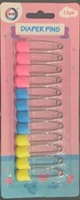 12 X Baby Diaper Pins Nappy