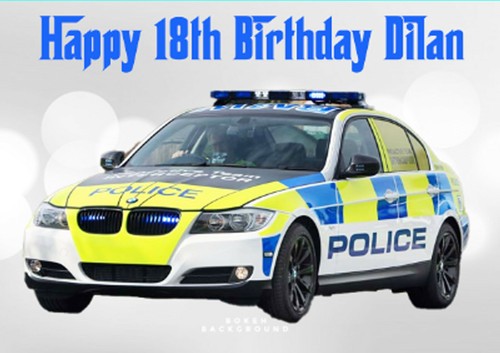 Personalised police car card - car,