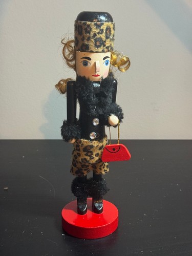 Leopard print nutcracker lady - print,