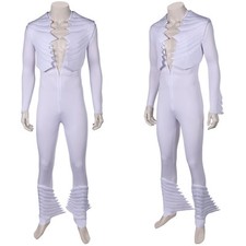 Queen Rock and Roll:Vocals Freddie Mercury Cosplay costume White Jumpsuit