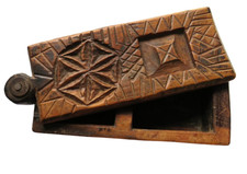 Vintage Hand Carved 2 Compartments Wooden Spice Box