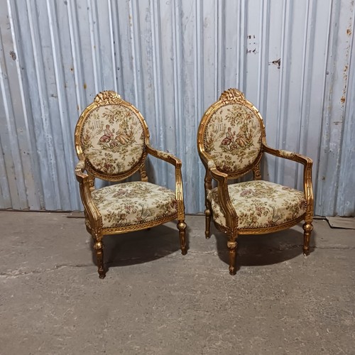 Gilded french style armchair - a,