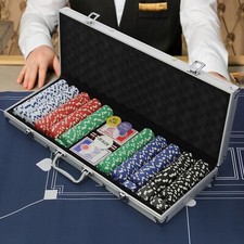 Complete Casino Poker Set 500pc 11.5g Chips + Card Decks Dice Case Texas Hold'em