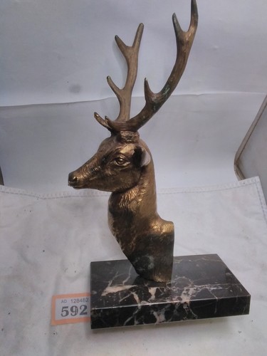 Brass stags head ornament - brass, on