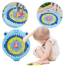 Kids Magnetic Dart Board Set Wall Hanging Shark Shaped Indoor Game Fun Play Toys