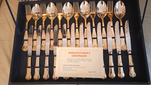 24ct gold plated - 51pc, cutlery
