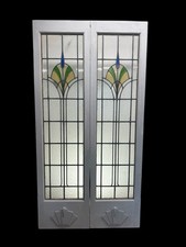 Art Deco French Doors Room Dividers Stained Glass Old Period Reclaimed Antique