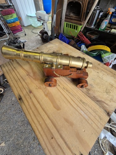 Vintage brass cannon - brass,
