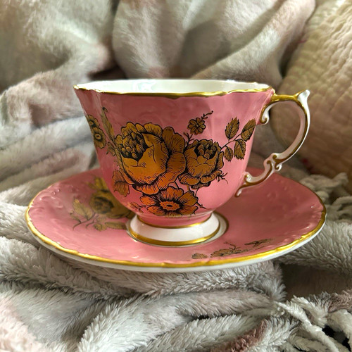 Aynsley bone china pink floral - bone,