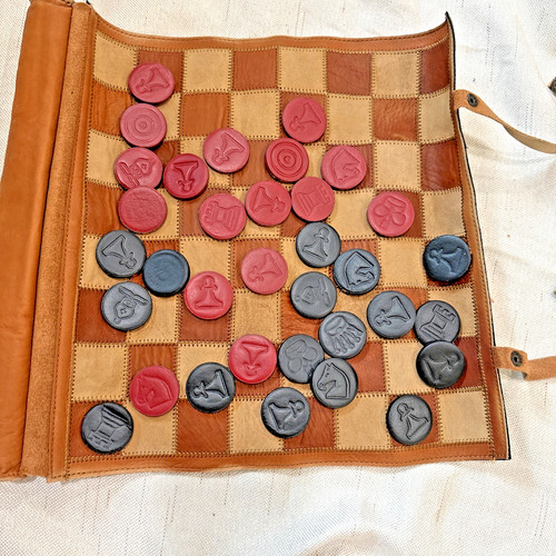 Vintage leather checkerboard - leather,