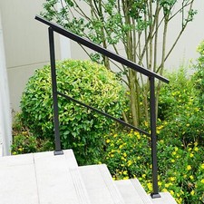 Outdoor Black Steel Handrail For Garden Stairs Steps Safety Grab Mobility Rail